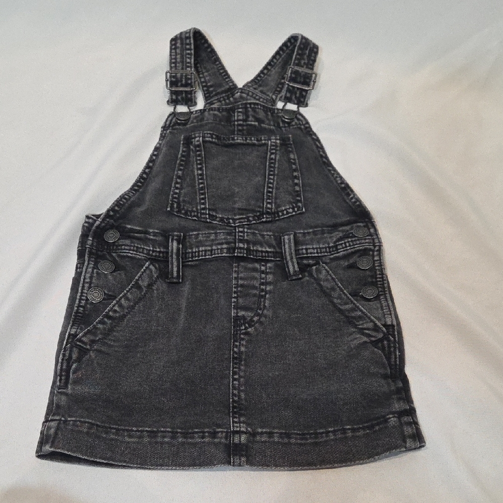 GAP Kids Charcoal Black Denim Kids Overalls Dress XS 4-5